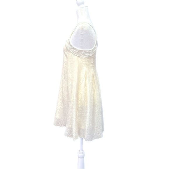 H&M Women’s Sleeveless Cotton V-Neck Shift Cream Dress Size 4 - Picture 7 of 10